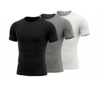 YUSHOW 3 Pack Heavyweight Compression Shirt Men, Mens Gym Top Base Layer for Running Workout, Quick Dry Moisture Wicking 215GSM Muscle Support Athletic T Shirt for HIIT and Gym (UK Fit)