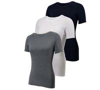 YUSHOW 3 Pack Womens Gym Tops Short Sleeve Workout Running Shirts Cool Dry Compression Shirt UPF 50+ Sun Protection Yoga Shirts Athletic Exercise Teeshirts
