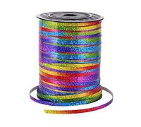 YUSHOW 500 Yards Rainbow Curling Ribbon，Iridescent Crimped Ribbon Balloon String，for Birthday Wedding Party Festival Art Craft Decor Florist Flowers Decoration（Color）