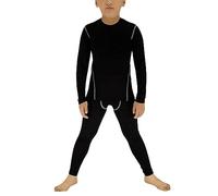 YUSHOW Kids Base Layer Thermal Underwear Set for Boy Long Sleeve Baselayer Top and Long Johns Compression Football Skins Boys Thermals Moisture Wicking Black