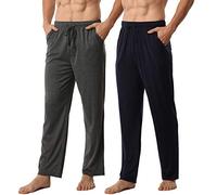 YUSHOW Mens Pyjama Bottoms 2 Pack Ultra Soft Comfy Knit Men Lounge Pants