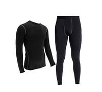 YUSHOW Mens Thermal Underwear Set Long Sleeve Tops Long Johns Thermal Base Layer Fleece Lined Compression Suit for Workout Skiing Running Hiking Black