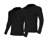 YUSHOW Thermal Top for Men 2 Pack Men's Thermal Tops Long Sleeve Base Layer | 92% Polyester 8% Elastane, 180 GSM Mid-Weight, Double-Sided Fleece Lining, Crew Neck, Machine Wash Cold, Sizes S-4XL