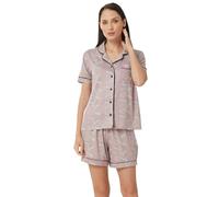 YUSHOW Womens Pyjama Shorts Set Button Up Sleepwear with Notched Collar Heart Print Loungewear for Nursing Post Surgery Gift for Women Nightwear Set
