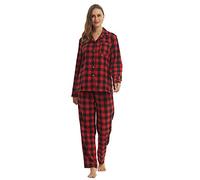 YUSHOW Womens Pyjamas Set Checked Flannel Lounge Wear Sets Long Sleeve Tops & PJs Bottoms Pyjamas for Women Ultra Soft Nightwear