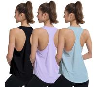 YUSHOW Workout Gym Tops for Women UK Loose Fit Mesh Tank Top 3 Pack S-XL | Quick Dry Breathable Sleeveless Vests for Running Yoga Fitness, Racerback Sports Activewear Active Top