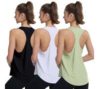 YUSHOW Workout Gym Tops for Women UK Loose Fit Mesh Tank Top 3 Pack S-XL | Quick Dry Breathable Sleeveless Vests for Running Yoga Fitness, Racerback Sports Activewear Active Top
