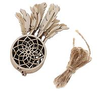 YUSHU - 10pcs Cut Wood Dreamcatcher Embellishment, Carved Wood Chips Dream Catcher, Wooden Shape Craft Wedding Decor Art, for Boho Farmhouse Ornament Craft Gift