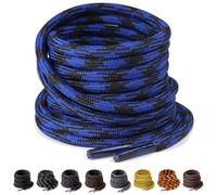 Yusimu Black Blue Round Strong Boot Laces,Heavy Duty Shoelaces for Work Boots,Trainers,Walking,and Hiking Shoes,Durable 4.5 mm Thick Replacement Strings 72" (180cm)-2 Pairs