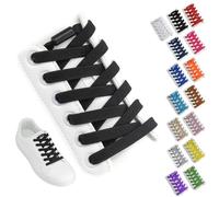 Yusimu Black Elastic No Tie Shoe Laces for Trainers, Adults & Kids | Quick-Lock Stretchy/Easy Flat Laces - Perfect for Running/Gym/Everyday Use - 2 Pairs