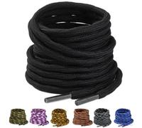 Yusimu Black Heavy Duty Round Work Boot Laces - 4.5mm Thick Replacement for Work Boots, Hiking & Safety Boots, Trainer Shoes | Steel Toe & Hunting Compatible 44" (110cm)-2 Pairs