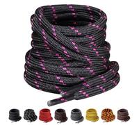 Yusimu Black Pink Round Strong Boot Shoe Laces,Premium Heavy Duty 4.5mm Thick Bootlaces for Work, Hiking, Safety Boots,Includes Replacement Lace 36" (90cm)-2 Pairs
