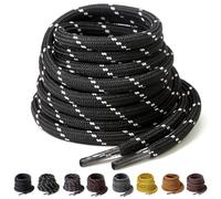 Yusimu Black White Round Strong Boot Laces,Heavy Duty Shoelaces for Work Boots,Trainers,Walking,and Hiking Shoes,Durable 4.5 mm Thick Replacement Strings 55" (140cm)-1 Pair