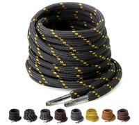 Yusimu Black Yellow Round Strong Boot Laces,Heavy Duty Shoelaces for Work Boots,Trainers,Walking,and Hiking Shoes,Durable 4.5 mm Thick Replacement Strings 40" (100cm)-1 Pair