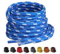 Yusimu Blue White Round Strong Boot Laces,Heavy Duty Shoelaces for Work Boots,Trainers,Walking,and Hiking Shoes,Durable 4.5 mm Thick Replacement Strings 40" (100cm)-1 Pair