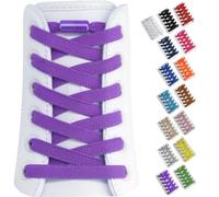 Yusimu Elastic Laces for Trainers - No Tie Shoelaces for Kids & Adults | Stretchy Quick Lock Flat Laces for Running, Gym, School | Purple (2 Pairs)