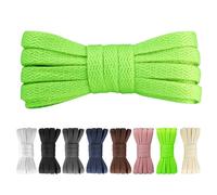 Yusimu Fluorescent Green Flat Trainer Shoe Laces,8mm Wide Athletic Shoe String for Sneakers Sport Shoes,Durable Replacement Laces for Men,Women,Kids,Suitable for Converse,Air Force 1,160 CM