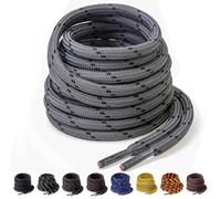 Yusimu Grey Black Round Strong Boot Shoe Laces,Premium Heavy Duty 4.5mm Thick Bootlaces for Work, Hiking, Safety Boots,Includes Replacement Lace 51" (130cm)-2 Pairs