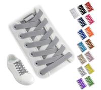 Yusimu Grey Elastic No Tie Shoe Laces for Trainers, Adults & Kids | Quick-Lock Stretchy/Easy Flat Laces - Perfect for Running/Gym/Everyday Use - 2 Pairs