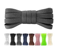 Yusimu Grey Flat Trainer Laces for Converse & Air Force 1, 8mm Wide Replacement Shoelaces for Canvas Shoes, Durable Polyester Flat Laces for School Shoes & Work Boots,100 CM