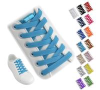 Yusimu Light Blue Elastic No Tie Shoe Laces for Trainers, Adults & Kids | Quick-Lock Stretchy/Easy Flat Laces - Perfect for Running/Gym/Everyday Use - 2 Pairs