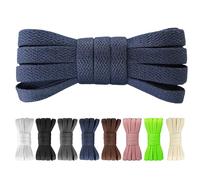 Yusimu Navy Blue Flat Shoe Laces for Trainers,Air Force 1,Converse,8mm Wide Replacement Laces for Sneakers and Sport Shoes,Durable Athletic Shoelaces for Men,Women,and Kids,3 Pairs/150 CM