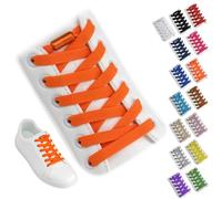 Yusimu Orange Elastic No Tie Shoe Laces for Trainers, Adults & Kids | Quick-Lock Stretchy/Easy Flat Laces - Perfect for Running/Gym/Everyday Use - 2 Pairs