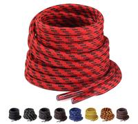 Yusimu Red Black Round Strong Boot Laces,Heavy Duty Shoelaces for Work Boots,Trainers,Walking,and Hiking Shoes,Durable 4.5 mm Thick Replacement Strings 44" (110cm)-1 Pair