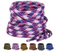 Yusimu White/Pink/Blue Heavy Duty Round Work Boot Laces - 4.5mm Thick Replacement for Working, Hiking Boots, Trainer Shoes | Steel Toe & Hunting Compatible 36" (90cm)-2 Pairs