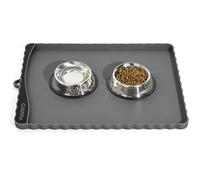 YUSMOO Pet Feeding Mat, 15x20 Inch Food-Grade Silicone Dog Bowl Mat with Raised Edge, Waterproof Non-Slip Placemat for Cat Food and Water, Spill-Proof Floor Protector for Under Feeder & Dishes
