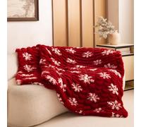 YUSOKI 1000GSM Faux Rabbit Fur Throw Blanket, Snowflake, Medium 50"×60" | Ultra-fluffy 3D bubble texture, Comes in premium gift box, ready as a cozy Christmas holiday gift for your loved ones