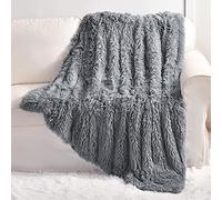 YUSOKI Extra Soft Longfur Faux Fur Blanket 50" x 60",Washable Warm Furry Throw Blanket for Bed Chair Sofa Pet Car Seat Home Decor (Gray, Throw50 x 60")