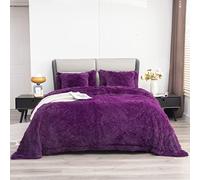 YUSOKI Faux Fur Queen Blanket(Purple,90" x 90"),Whithout Pillows,Winter Lightweight Plush Fuzzy Soft Cozy Microfiber Comfy Bed Blanket for Women Kids Girls Couch Sofa Washable