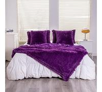 YUSOKI Faux Fur Throw Blanket for Double Beds (Purple, 60"x80"), without Pillow, Winter, Lightweight, Plush, Fluffy, Soft, Cozy, Microfiber, Comfortable Bed Blanket for Women, Children, Girls,