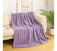 YUSOKI Faux Fur Throw Blanket with 3D Bubbles Super Soft Fuzzy Cozy Thick Blanket for Couch Chair Sofa Gift Home Décor(Lilac Purple,50 * 60inches)
