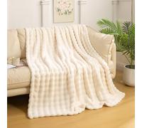 YUSOKI Luxury 3D Bubble Throw Blanket 2lb,All Ages,Home Decoration, (Ivory,50 * 60inches)