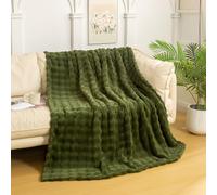 YUSOKI Luxury 3D Bubble Throw Blanket 2lb,All Ages,Home Decoration, (Olive Green,50 * 60inches)