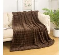 YUSOKI Luxury 3D Bubble Throw Blanket Super Soft Fuzzy Cozy Thick Blanket for Couch Chair Sofa Gift Home Décor(Brown,50 * 60inches)