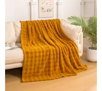 YUSOKI Luxury 3D Bubble Throw Blanket Super Soft Fuzzy Cozy Thick Blanket for Couch Chair Sofa Gift Home Décor(Gold,50 * 60inches)