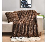 YUSOKI Luxury Double Sided Faux Fur Throw Blanket(Without Pillows),Soft Fuzzy Fluffy Cozy Blanket Plush Furry Comfy Warm Blanket for Couch Bed Chair Sofa Bedroom Men Boys Gift(Brown,50" x 63")