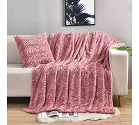 YUSOKI Luxury Double Sided Faux Fur Throw Blanket(Without Pillows),Soft Fuzzy Fluffy Cozy Blanket Plush Furry Comfy Warm Blanket for Couch Bed Chair Sofa Bedroom Women Teen Girls Gift(Pink,50" x 63")