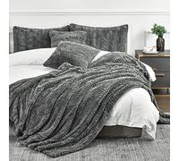 YUSOKI Luxury Faux Fur Blanket, Soft Fuzzy Fluffy Cozy Plush Furry Comfy Warm Blanket for Couch, Bed, Chair, Sofa, Bedroom - Men, Boys Gift (Grey, Queen 90"x90")