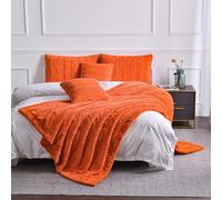 YUSOKI Luxury Faux Fur Twin XL Blanket, 63"x90", Soft Fuzzy Fluffy Comfy Warm Blanket for Couch, Bed, Chair, Sofa - Women, Teen Girls Gift (Orange, 63"x90")