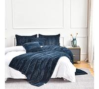 YUSOKI Luxury Faux Fur Twin XL Blanket, Soft Fuzzy Fluffy Comfy Warm Blanket for Couch, Bed, Chair, Sofa - Women, Teen Girls, Men Gift (Navy Blue, 63"x90")