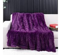 YUSOKI Purple Faux Fur Throw Blanket,2 Layers,50" x 60" Cozy Plush Fluffy Blanket Furry Fuzzy Warm Cute Shaggy Blanket for Fall Bed Living Room Décor Baby Women Pet