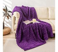 YUSOKI Sherpa Large Throw Blanket Single Layer,Light Weight(1.7lb),320GMS-3D Stylish Design for Gift Home Decor (Purple,50"x65")