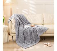 YUSOKI Sherpa Large Throw Blanket Single Layer,Light Weight(1.7lb),320GMS-3D Stylish Design for Gift Home Decor (Light Grey,50"x65")
