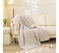 YUSOKI Sherpa Throw Blanket(Without Pillows)-3D Stylish Design Super Soft Cozy Blanket Thick Plush Fluffy Blankets for Teen Girls Women Couch Bed Sofa Chair Men Boys Gift(Linen,50"x65")