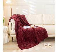 YUSOKI Sherpa Throw Blanket(Without Pillows)-3D Stylish Design Super Soft Cozy Warm Blanket Plush Fluffy Blankets for Teen Girls Women Couch Bed Sofa Chair Men Boys Gift(Burgundy Red,50"x65")