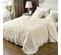 YUSOKI Super Soft Plush Faux Fur Blanket 60" x 80",Fluffy Cozy Comfy Furry Warm Twin Blanket Sherpa Fuzzy Fleece Thick Lightweight Blanket for Bed Chair Sofa Couch (Cream White, 60" x 80")